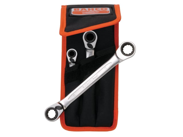 S4RM REV RATCHET SPANNER SET 3PC 8-19MM BAHCO