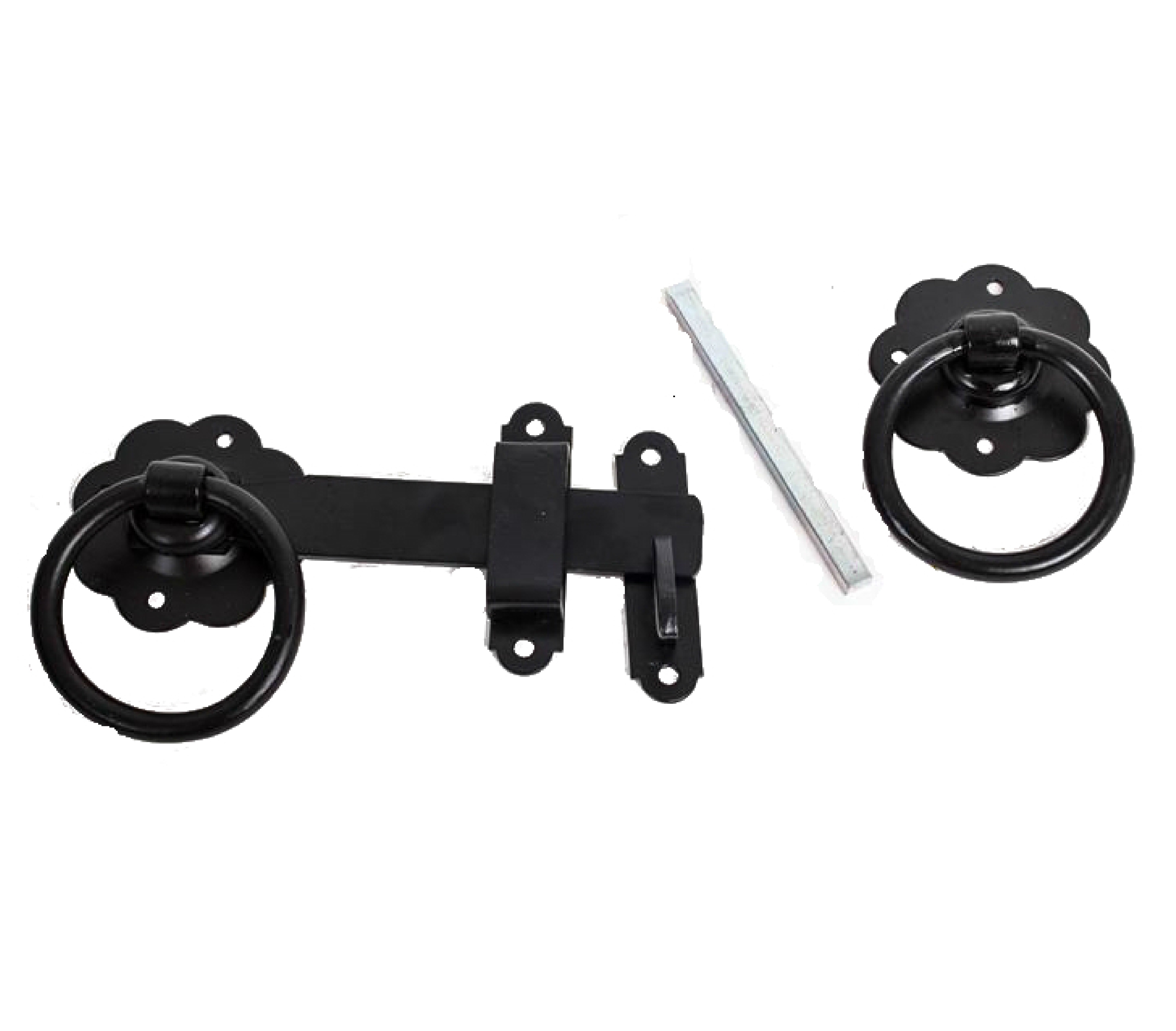 150mm Black Ring Gate Handle Latch Set