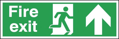 Fire Exit Running Man Arrow Up Right 400x150mm RP
