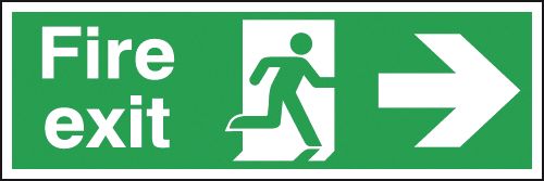 Fire Exit Running Man Arrow Right 450x150mm RP