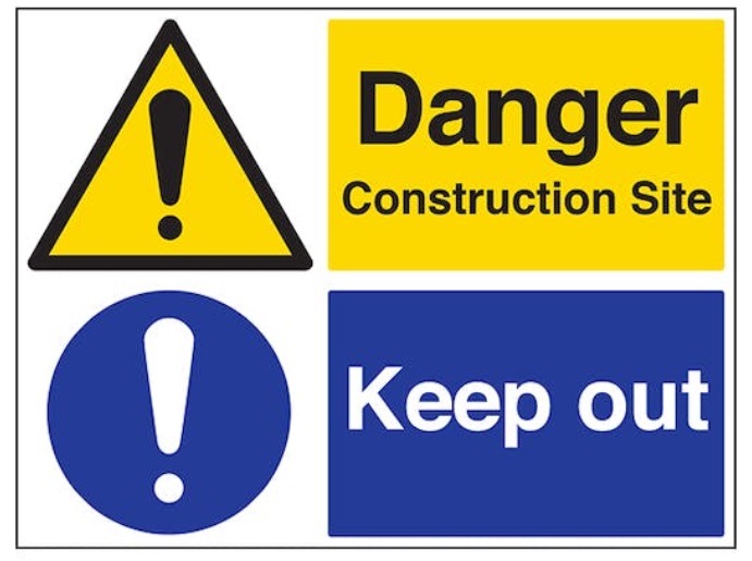 Danger Construction Site Keep Out 600x400mm Correx