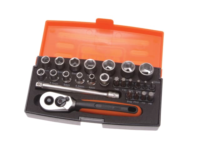 SL25 SOCKET SET 25PC 1/4IN DR BAHCO