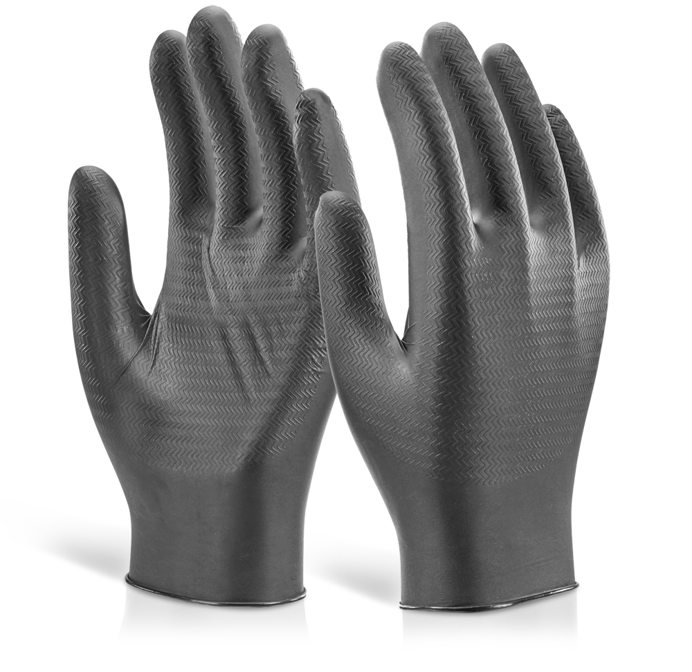 Nitrile Disposable Gripper Glove - Black
