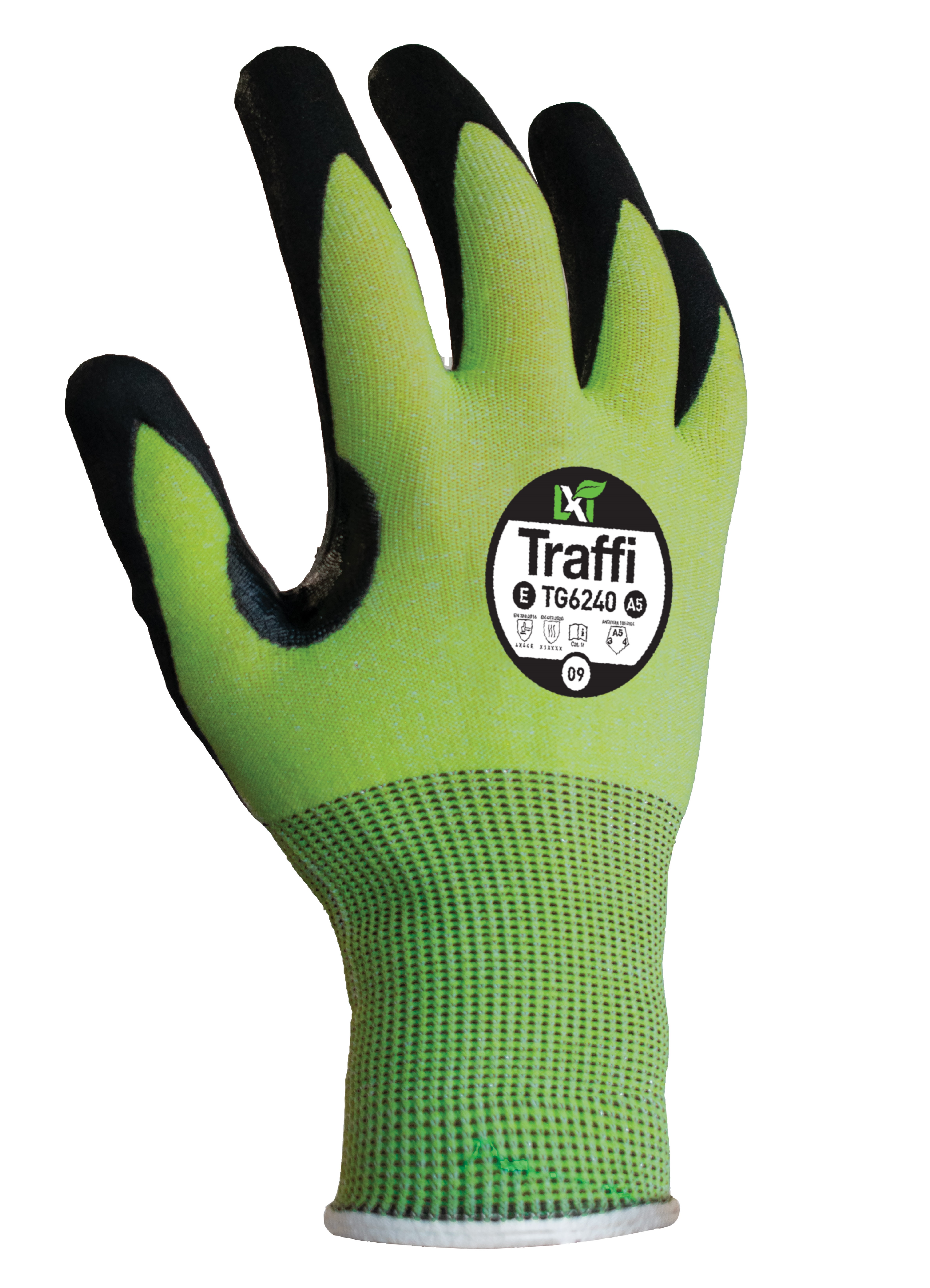 LXT TraffiGlove Green - Size 9 Cut Level E - TG6240